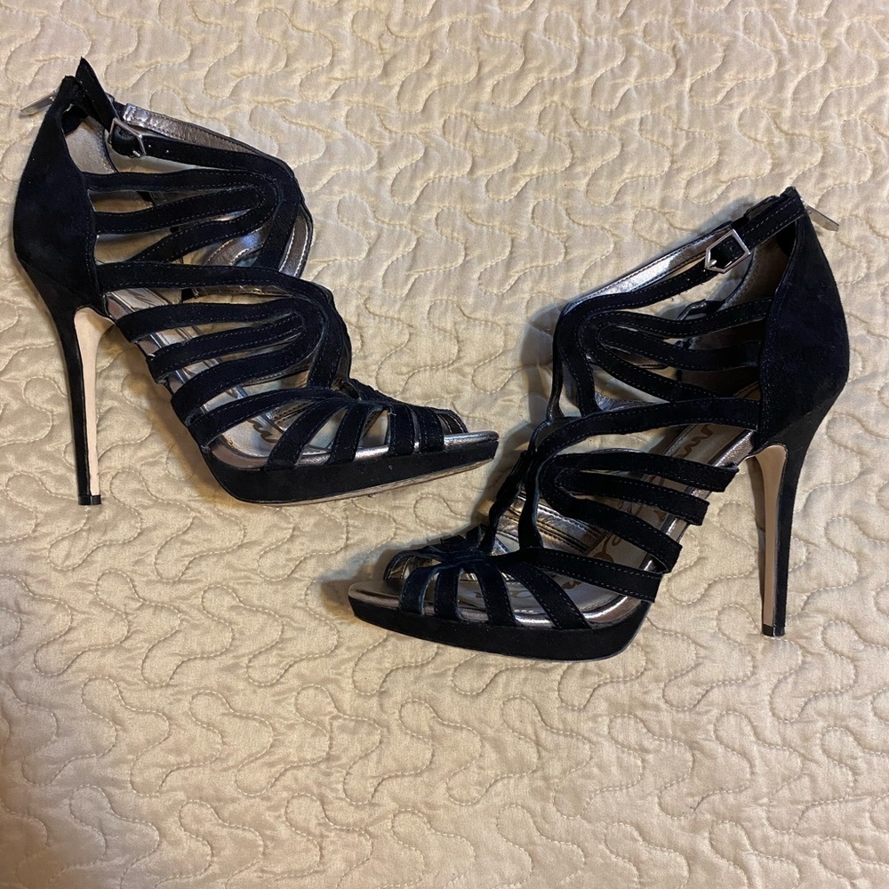 “SAM EDELMAN” Eve Caged Suede Heels